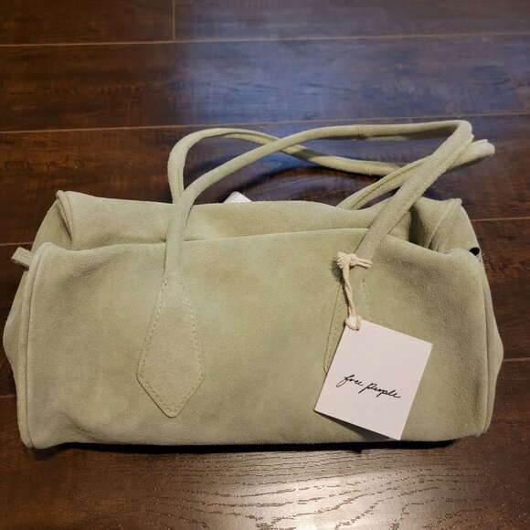 Free People Sierra Suede Shoulder Bag Sage Green Whimsy Boho Chic East West Bag - Picture 3 of 12
